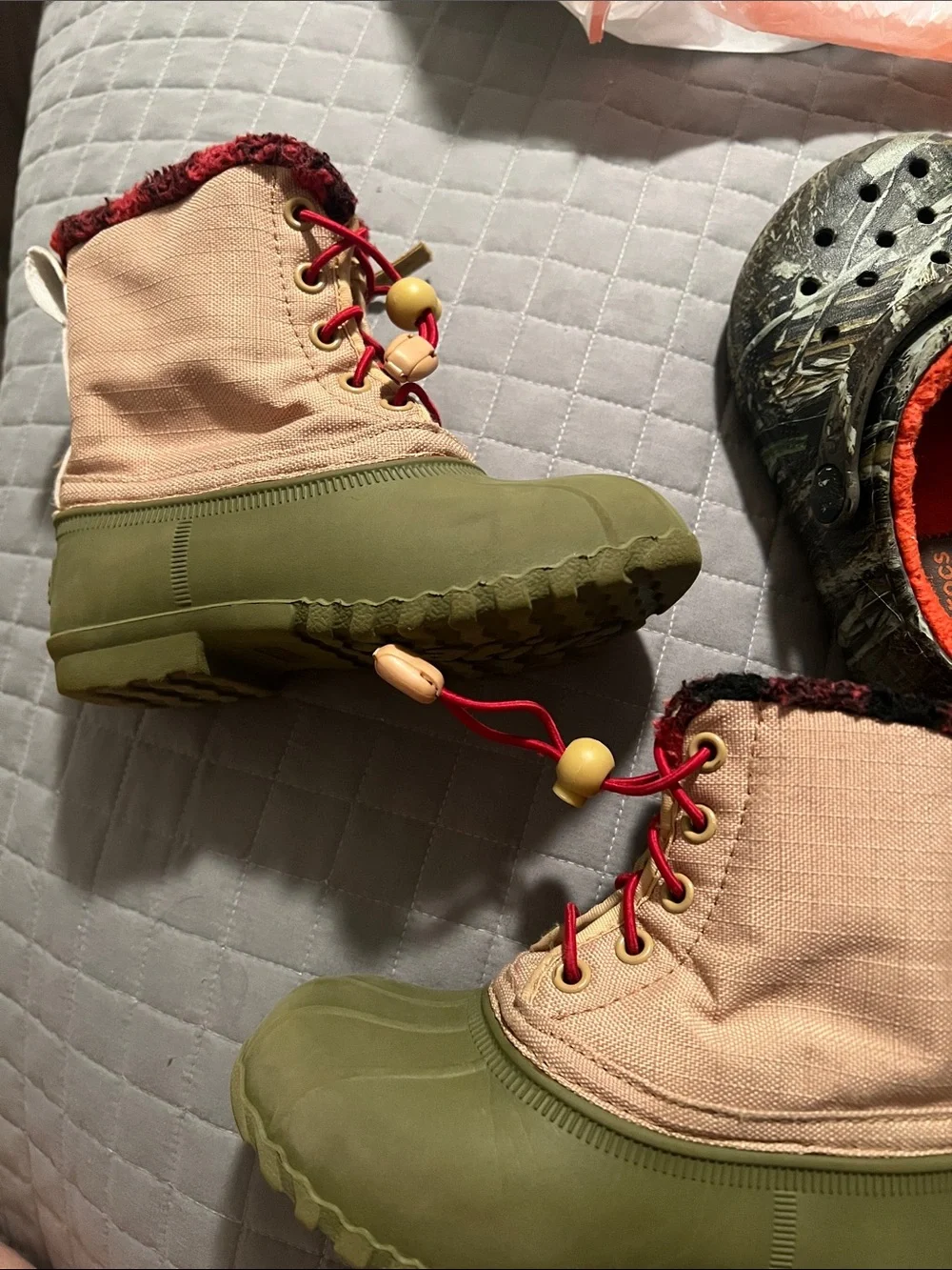 Native boots & camo crocs